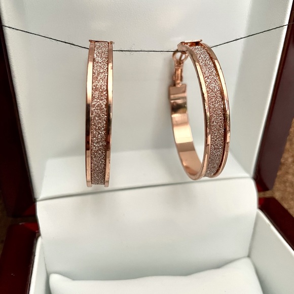 Rose Gold Shimmer Pierced Earrings - Picture 5 of 6